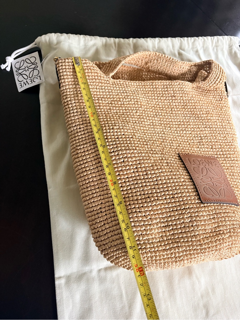 LOEWE Paula’s Ibiza Raffia Slit Mini Tote Bag with Leather Anagram - Picture 13 of 15